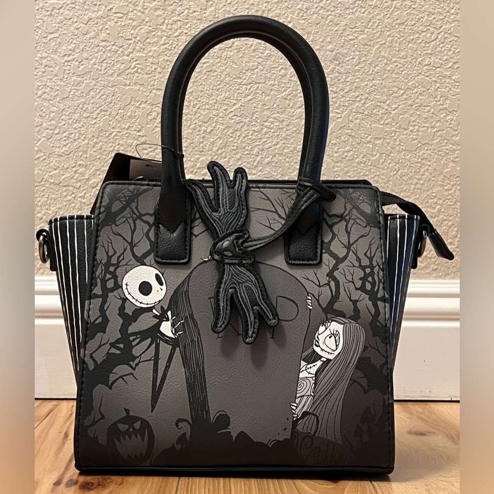 Loungefly The Nightmare Before Christmas Jack & Sally Graveyard Satchel Bag